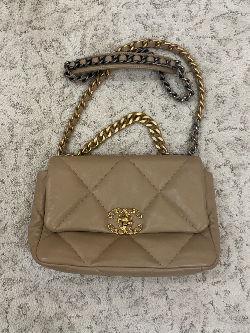 Chanel 19 Medium dark beige
